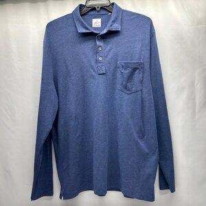 Johnnie-O Men's  XXL Oceanside Blue Long Sleeve Polo Shirt Hangin Out Cutter Col